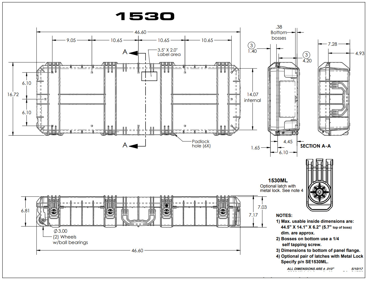 Estuche Protector Rígido para Rifle SE1530 Harderback®